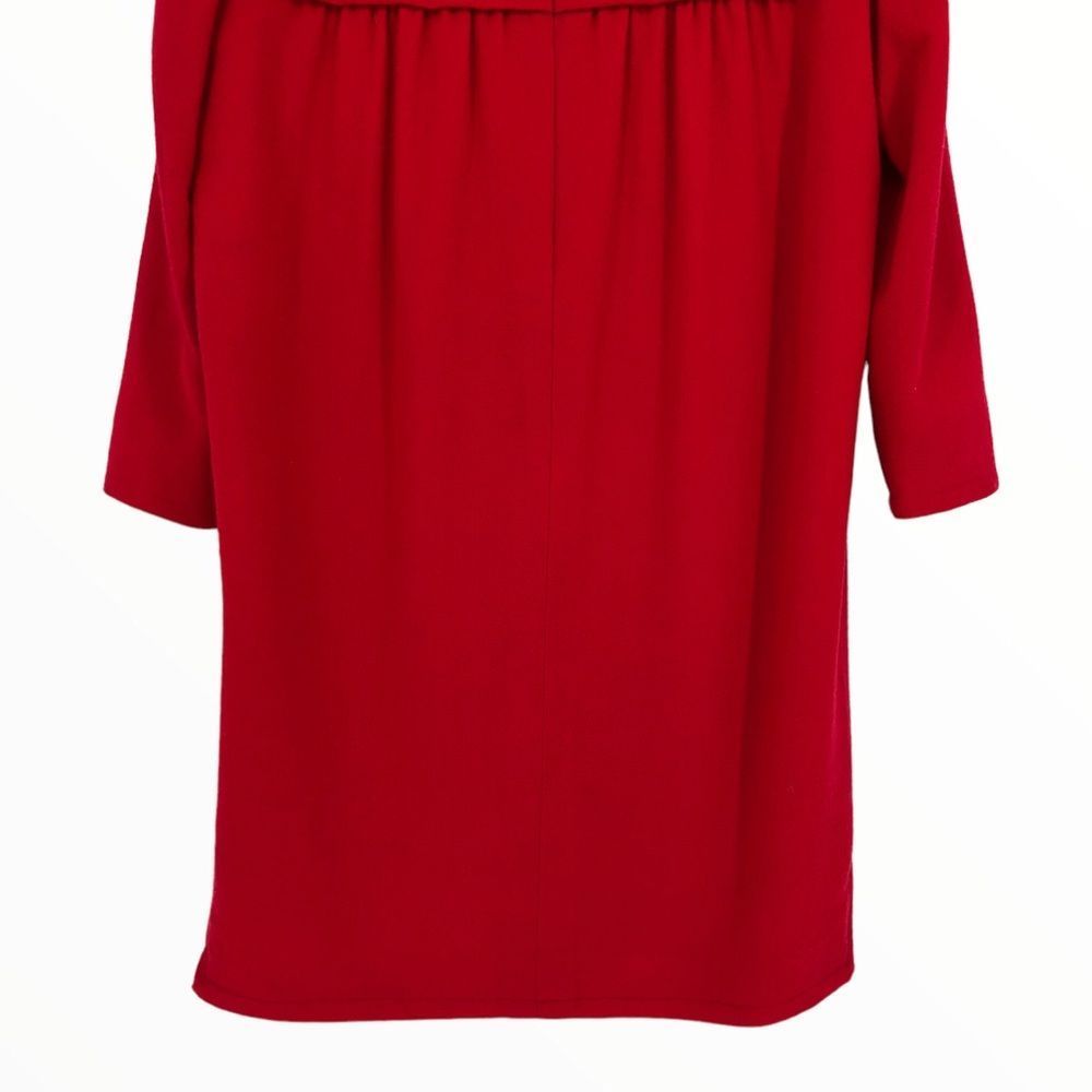 70’s Vintage Bill Blass Red Neiman Marcus Crisscross Lace Up Elbow Sleeve Dress - Picture 8 of 16